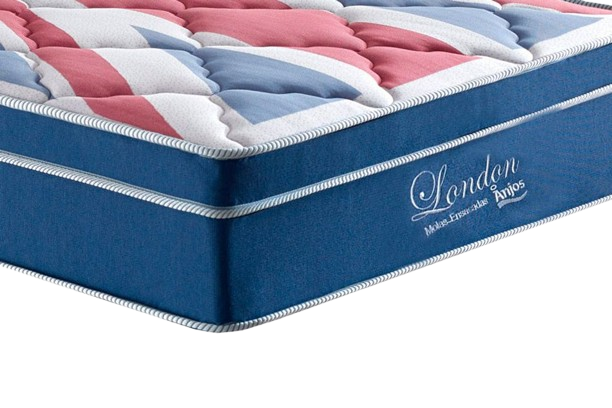 Colchão Anjos Solteiro Molas Superlastic London Euro Pillow (88x188x26)