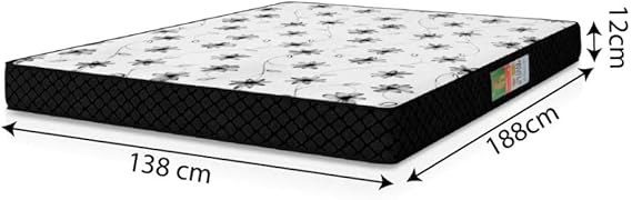 Colchão Casal Espuma 138x188x12cm Polar Branco / Preto