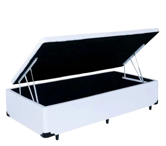 Cama Box Baú Solteiro  Reforçado  Suede Corino 41x88x188