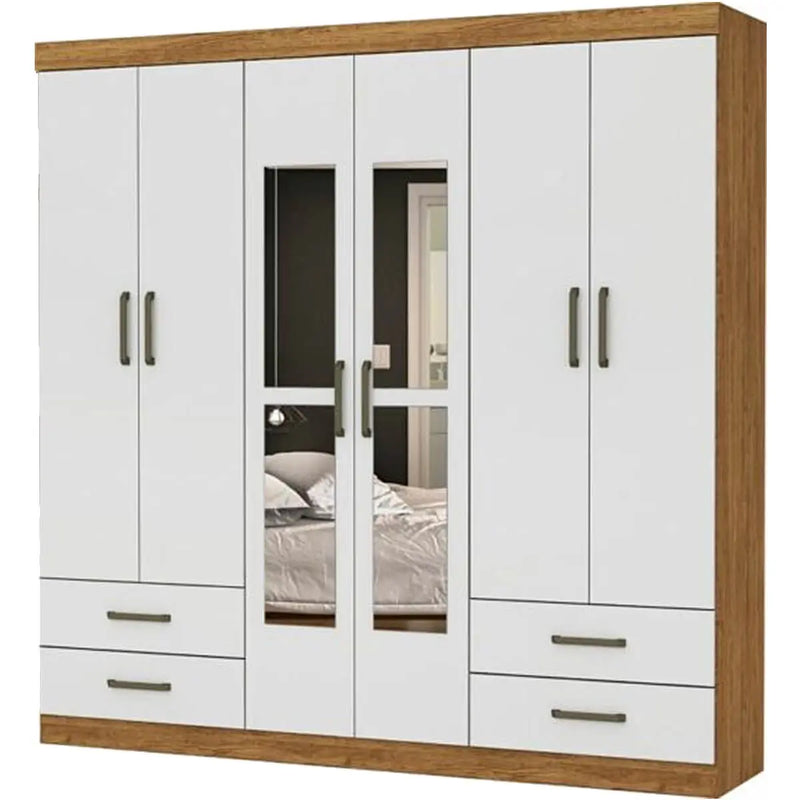 Guarda Roupa Hercules com 6 Portas 4 Gavetas e Espelho