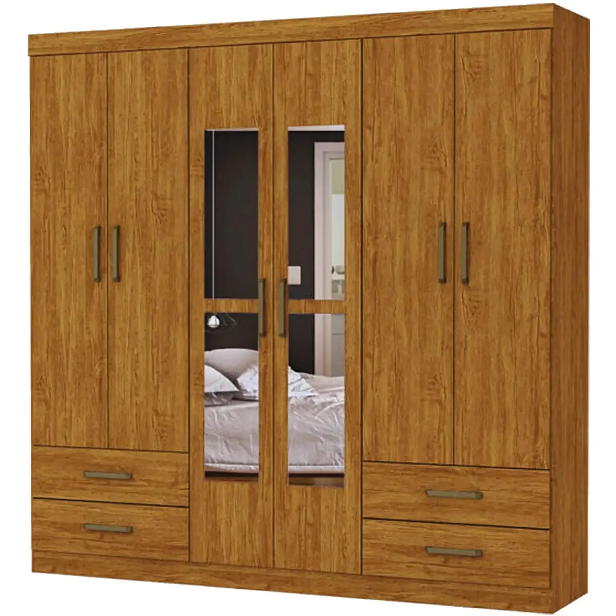 Guarda Roupa Hercules com 6 Portas 4 Gavetas e Espelho