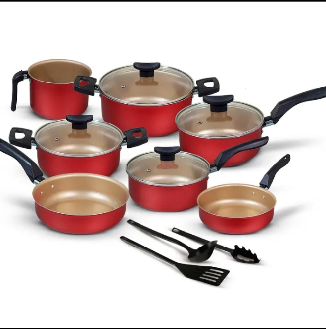 Jogo de Panelas Antiaderentes 10 peças Varias Cores Conjunto Tampa de Vidro