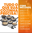 Jogo de Panelas Antiaderentes 10 peças Varias Cores Conjunto Tampa de Vidro