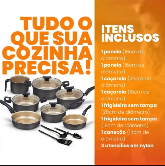 Jogo de Panelas Antiaderentes 10 peças Varias Cores Conjunto Tampa de Vidro