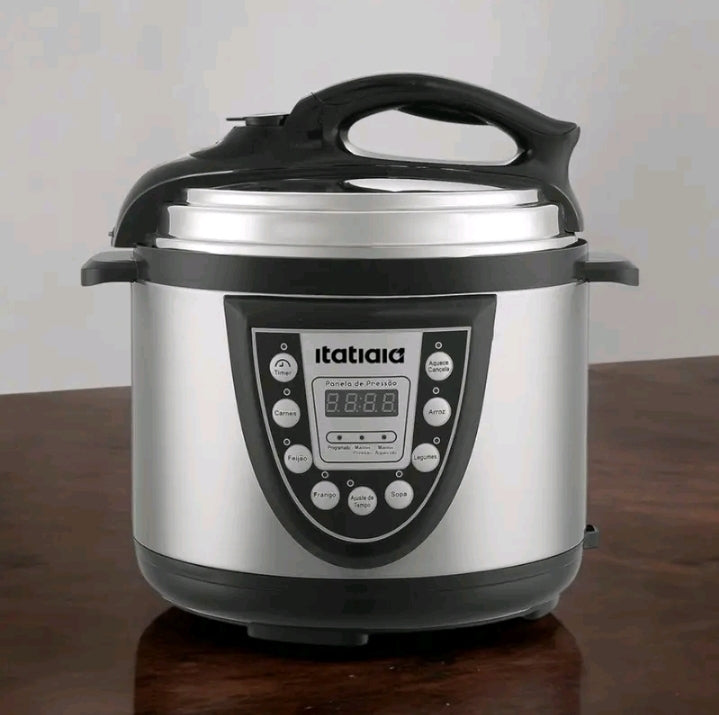 Panela de Pressão Elétrica Multifuncional 3L e 5L  Digital inox Itatiaia Inox Preto Brilhante.