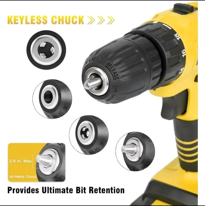 FURADEIRA PARAFUSADEIRA SEM FIO A BATERIA 48V 3/8 10MM COM MALETA E ACESSÓRIOS