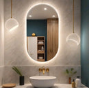 Espelho Oval Grande De Vidro 80×50 Com Led Quente Frio Para Banheiro Quarto Sala.