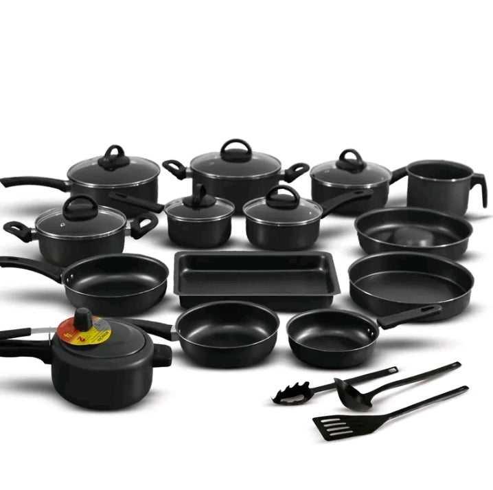 Conjunto de Panelas Antiaderentes 17 Peças Varias Cores Conjunto Com Tampa De Vidro Teflon