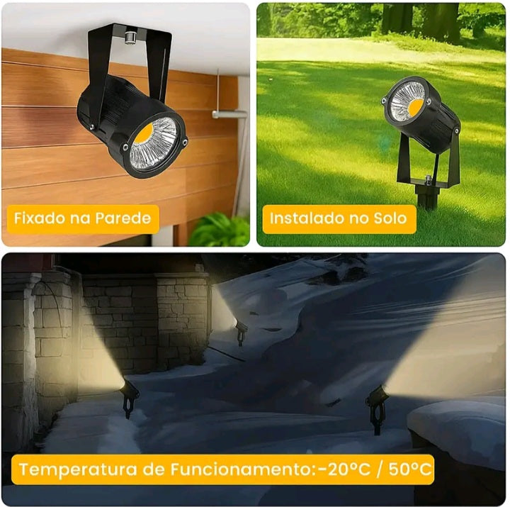 Kit 3 Luminarias Espeto Jardim Led 7w bivolt A prova D'agua IP65 Luz de Jardim Área Externa Refletor Cob
