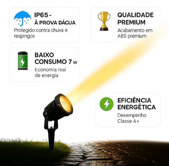 Kit 3 Luminarias Espeto Jardim Led 7w bivolt A prova D'agua IP65 Luz de Jardim Área Externa Refletor Cob
