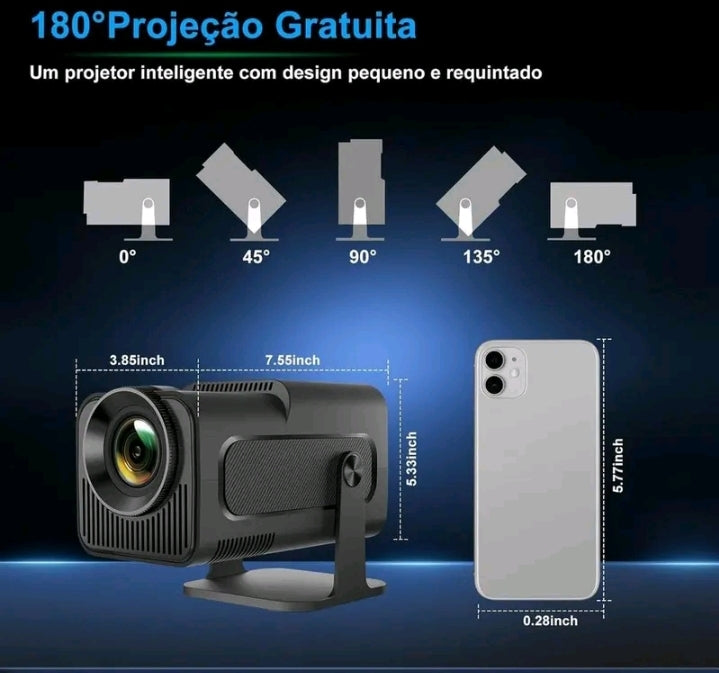Mini Projetor Hy320 | Android + HD 1080p | Wifi & Bluetooth|  Tela de  até  130 Polegadas.