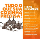 Jogo de Panelas Antiaderentes 10 Peças Conjunto Com tampa de Vidro teflon.