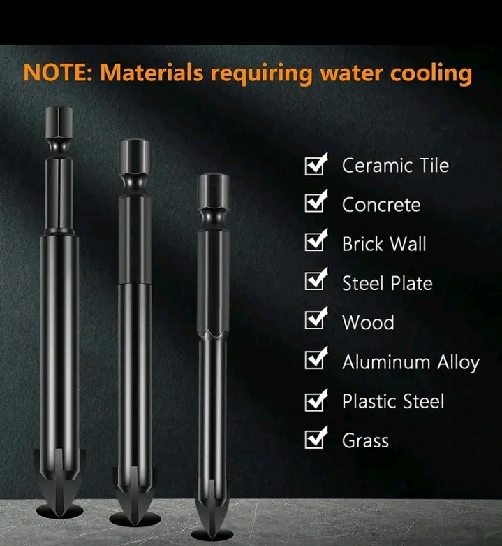 KIT Jogo 7 Brocas Fura Titânio, Concreto, Porcelanato.