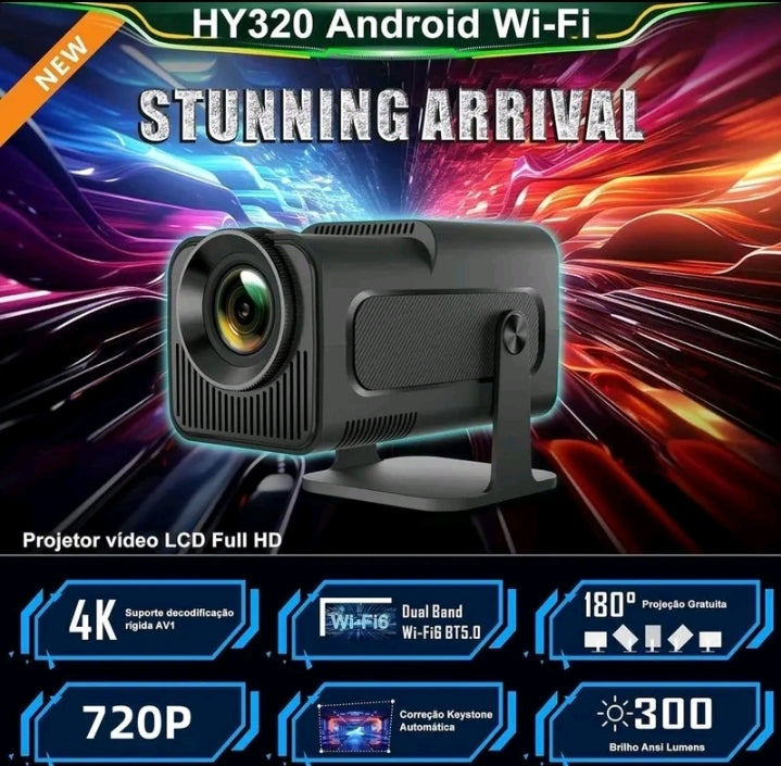 Mini Projetor Hy320 | Android + HD 1080p | Wifi & Bluetooth|  Tela de  até  130 Polegadas.