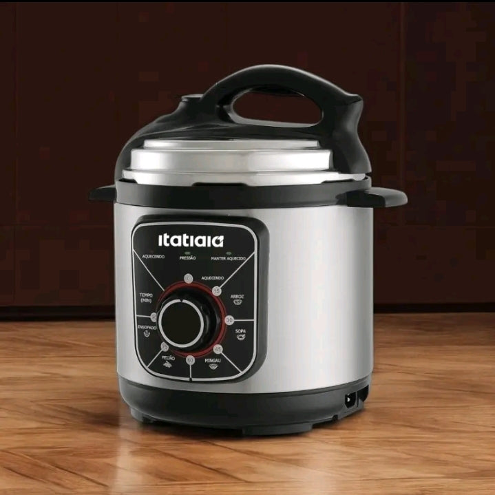 Panela de Pressão Elétrica Multifuncional 3L e 5L  Digital inox Itatiaia Inox Preto Brilhante.