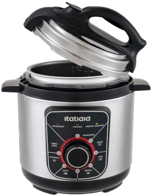 Panela de Pressão Elétrica Multifuncional 3L e 5L  Digital inox Itatiaia Inox Preto Brilhante.