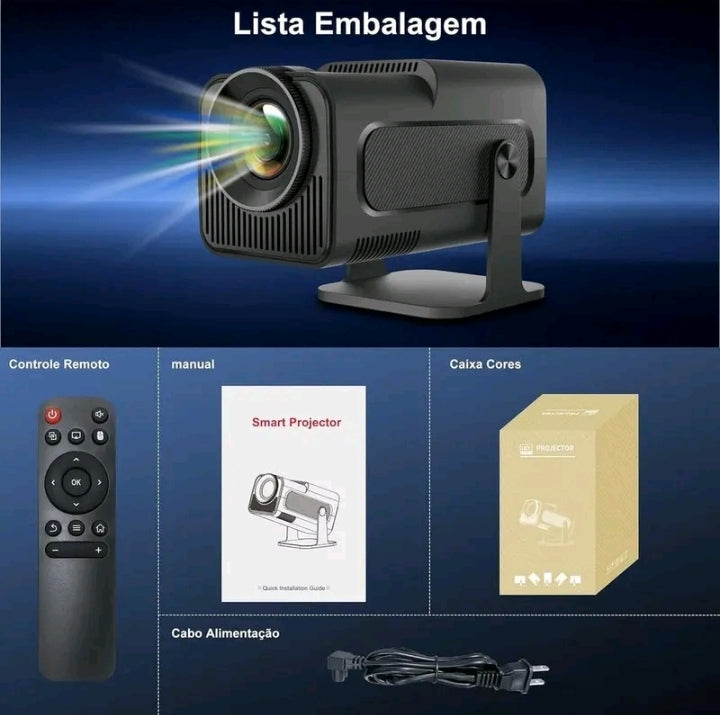 Mini Projetor Hy320 | Android + HD 1080p | Wifi & Bluetooth|  Tela de  até  130 Polegadas.