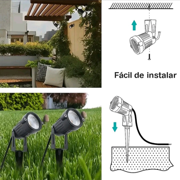 Kit 3 Luminarias Espeto Jardim Led 7w bivolt A prova D'agua IP65 Luz de Jardim Área Externa Refletor Cob