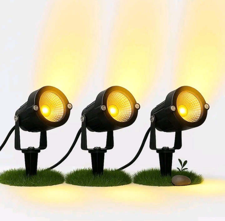 Kit 3 Luminarias Espeto Jardim Led 7w bivolt A prova D'agua IP65 Luz de Jardim Área Externa Refletor Cob