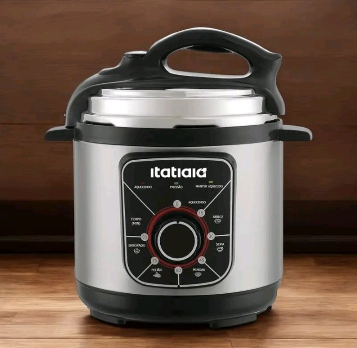 Panela de Pressão Elétrica Multifuncional 3L e 5L  Digital inox Itatiaia Inox Preto Brilhante.