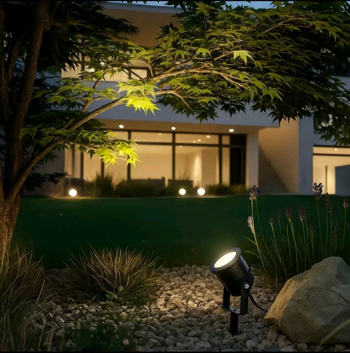 Kit 3 Luminarias Espeto Jardim Led 7w bivolt A prova D'agua IP65 Luz de Jardim Área Externa Refletor Cob