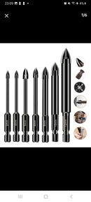 KIT Jogo 7 Brocas Fura Titânio, Concreto, Porcelanato.