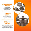 Jogo de Panelas Antiaderentes 10 Peças Conjunto Com tampa de Vidro teflon.