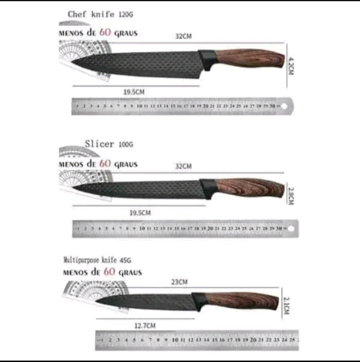 Conjunto De Facas Inox 6/9 Peças  Antiaderentes Com Cabo Reforçando.