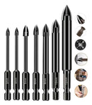 KIT Jogo 7 Brocas Fura Titânio, Concreto, Porcelanato.