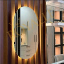 Espelho Oval Grande De Vidro 80×50 Com Led Quente Frio Para Banheiro Quarto Sala.