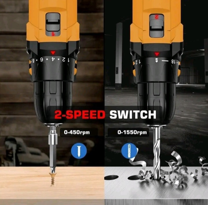 FURADEIRA PARAFUSADEIRA SEM FIO A BATERIA 48V 3/8 10MM COM MALETA E ACESSÓRIOS