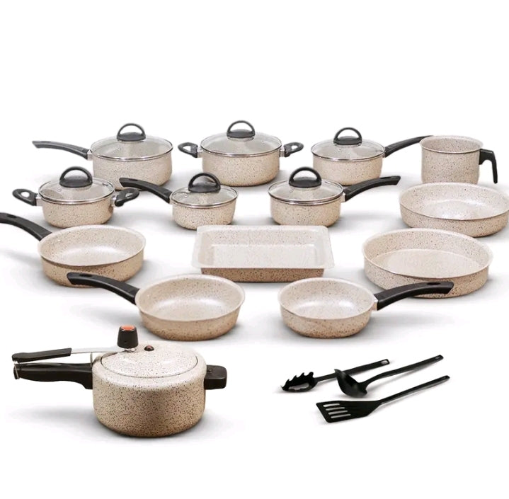 Conjunto de Panelas Antiaderentes 17 Peças Varias Cores Conjunto Com Tampa De Vidro Teflon