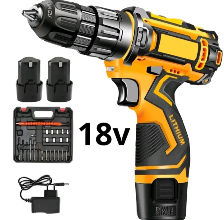 FURADEIRA PARAFUSADEIRA SEM FIO A BATERIA 48V 3/8 10MM COM MALETA E ACESSÓRIOS