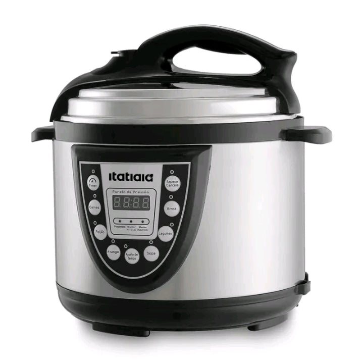 Panela de Pressão Elétrica Multifuncional 3L e 5L  Digital inox Itatiaia Inox Preto Brilhante.