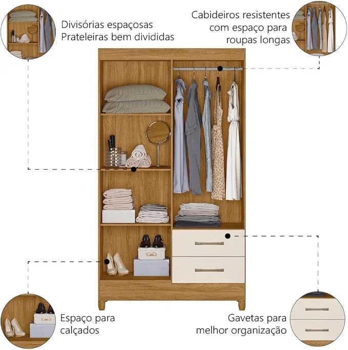 Roupeiro Chile 4 portas Nature Off-white