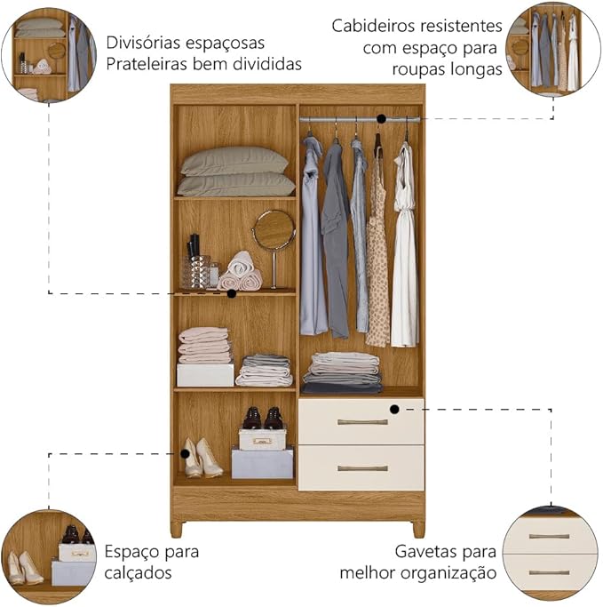 Roupeiro Chile 4 portas Nature Off-white